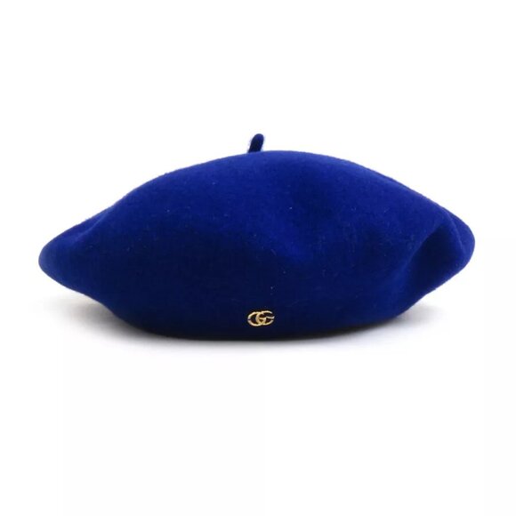 AUTHENTICITY GUARANTEED GUCCI Beret Hat Blue Wool - Picture 1 of 8